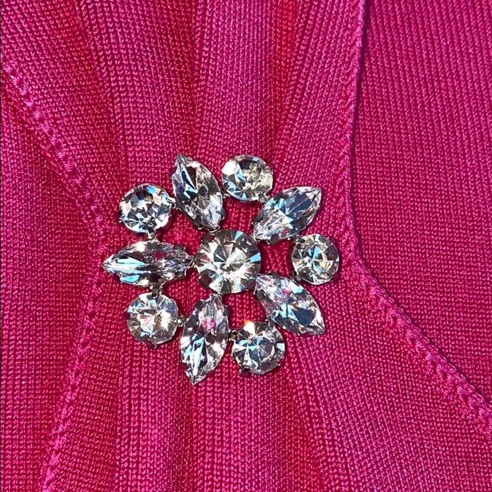 Talbot’s Raspberry Pink Knit Top w/ Rhinestone Detail - Size L - Picture 3 of 5